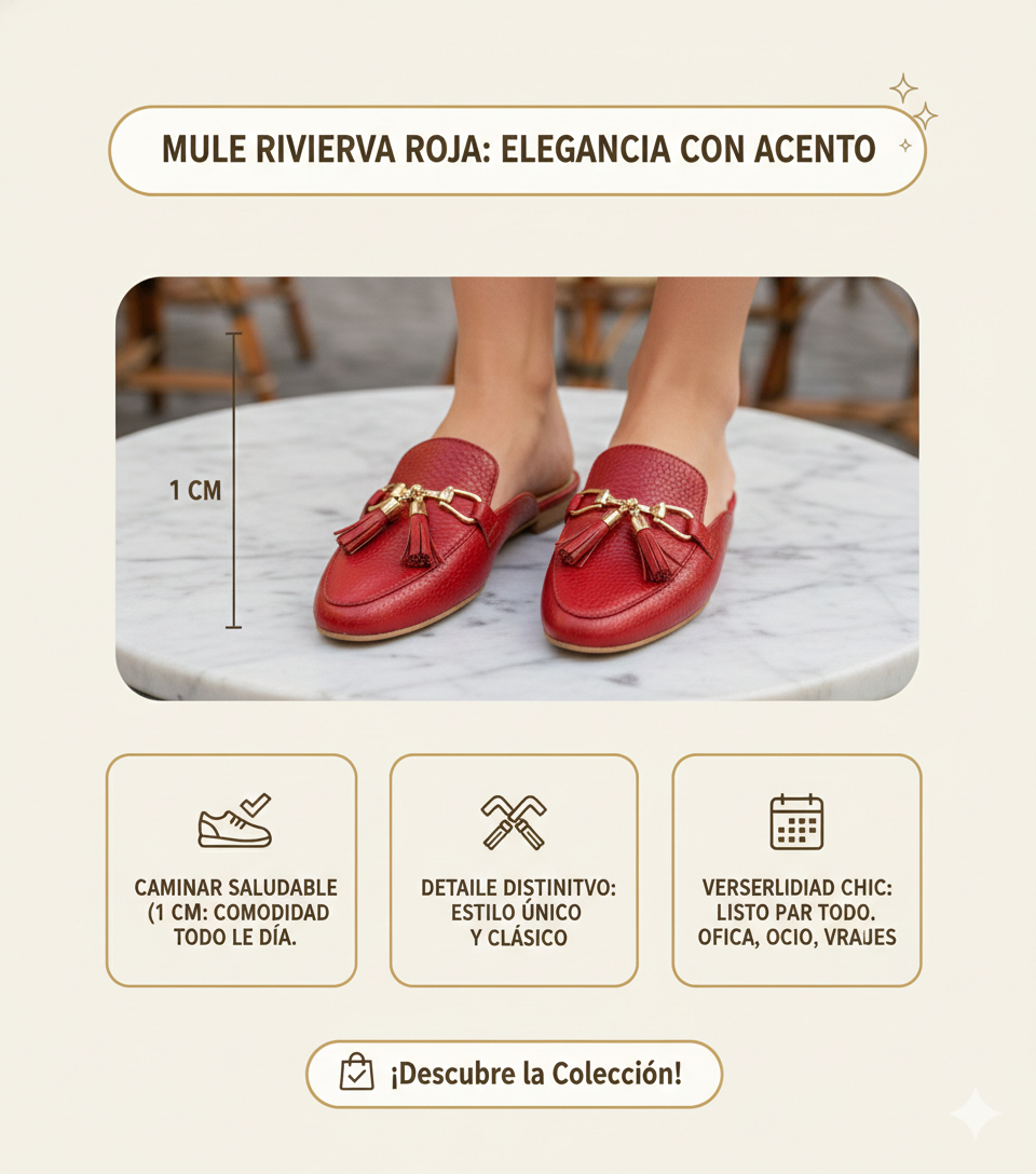 MULE RIVIERA ROJO  🔥 Mejor precio desde 2 pares